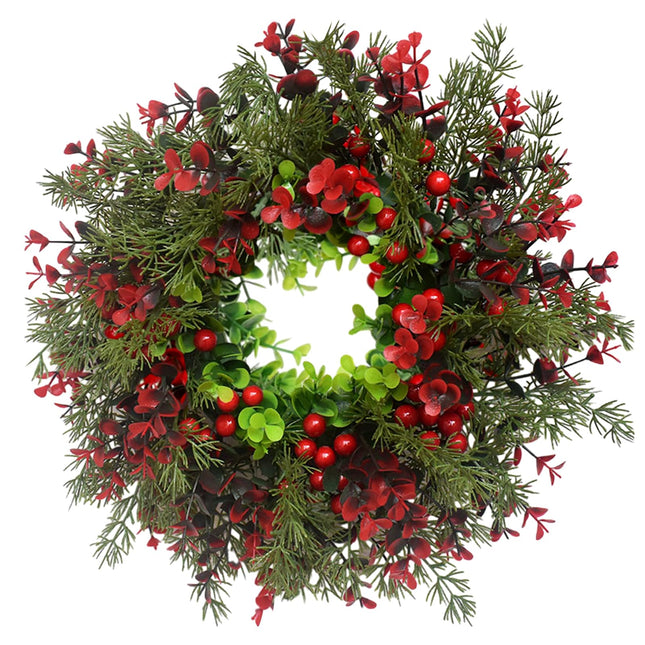 Christmas wreath, YouXiaor artificial Christmas wreath, fir wreath, door wreath, Christmas berry wreath, winter wreath, decorative wreath, Advent wreath, winter wreath for Christmas, indoor and outdoor decorations, 35 cm