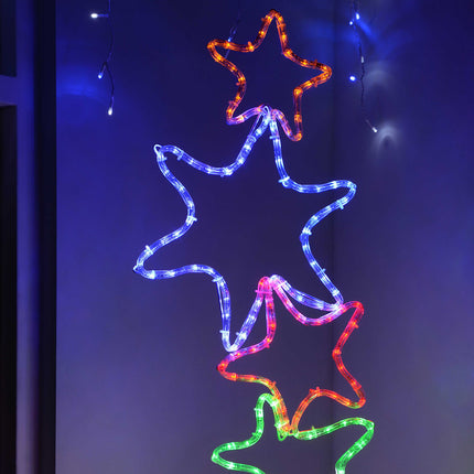 WeRChristmas 127 cm tall, Santa Claus motif with 4 Star LED light chain, silhouette, Christmas decoration