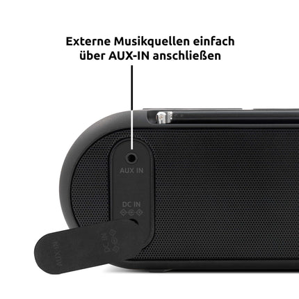 TechniSat DIGITRADIO BT 2 - portable premium Bluetooth speaker with DAB+ digital radio (FM, clock, alarm timer, water-resistant casing, favorites memory, AUX-in, battery, 20 watts) anthracite