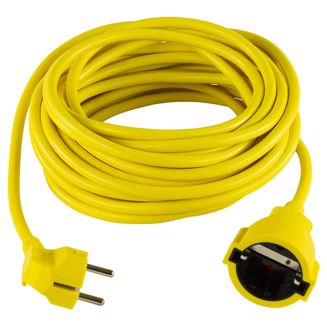 REV pikenduskaabel – 10m pikendus nurga all oleva pistikuga, 3680W, kollane