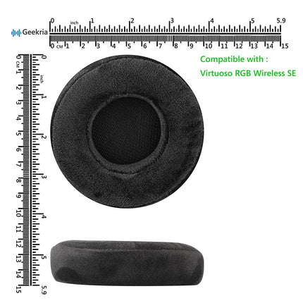 GEEKRIA Comfort Velour Replacement Ear Pads for Corsair Virtuoso RGB, Virtuoso RGB Wireless SE, Virtuoso RGB Wireless XT Headphones, Ear Cushions, Headset, Ear Cups Repair (Black)