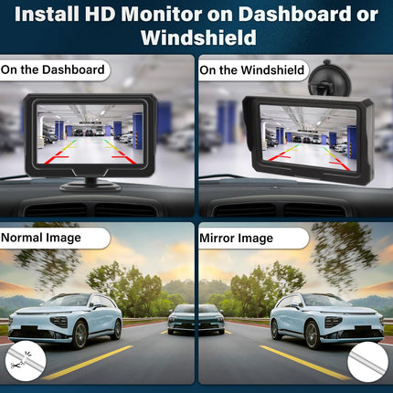 Vtopek AHD 1080P Rear View Camera Car Kit Reversing Camera with 4.3" Monitor 5 Reversing Line IP68 Waterproof Night Vision Reversing Camera Retrofit Parking Aid Reversing Camera Cable for Motorhome Truck RV