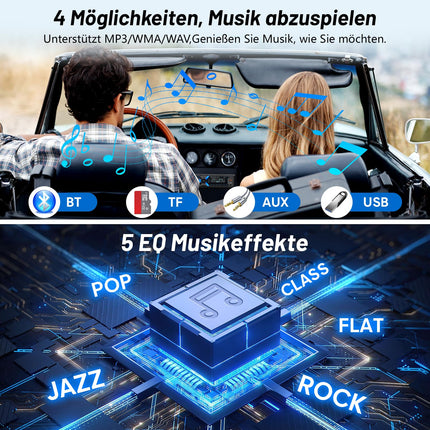 RDS autoraadio Bluetooth, Wistrue autoraadio C-tüüpi laadimispordiga, FM/AM 1DIN raadio Bluetooth-käed-vabad süsteemiga, MP3-mängija/2 USB/AUX/SD