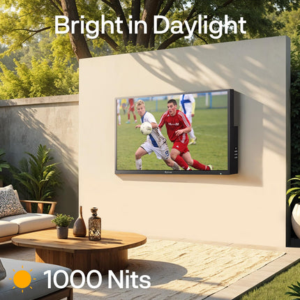 SYLVOX 43-tolline õueteler, nutikas QLED Google TV, IP55 veekindel teler, 4K UHD, Dolby Atmos, toetab Google Assistantit, häälassistent, 1000 nitti osalise päikesevalgusega õueteler (2024. aasta mudel)