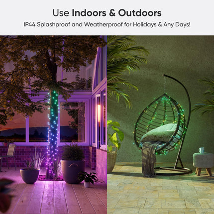Nanoleaf 24M nutikad jõulupuutuled, IP44 RGB IC LED-id sise- ja välistingimustes kasutamiseks, animeeritud värvistseenid, muusika sünkroonimine, materjali edastamine WiFi kaudu, rakenduse ja hääljuhtimisega Alexa, Apple Google'i ja jõulukaunistusega