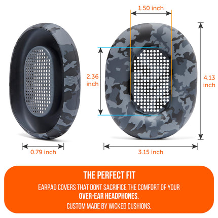 WC SweatZ XM5 &amp; XM6 – Patented Sweat Protection Ear Cushions for Sony WH1000XM5 &amp; WH1000XM6 by Wicked Cushions | Complete 360-Degree Ear Cushion Protection | Black Camo