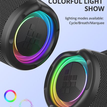 Tronsmart Mirtune S100 Bluetooth Speaker, IPX7 Waterproof, 5.3 Bluetooth, 20 Hours Long Battery Life Outdoor Party Speaker, Suitable for Beach, Outdoor, and Other Scenes (Black)