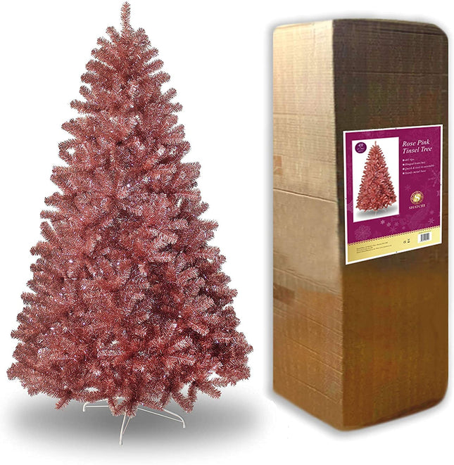 SHATCHI kunstkuusk, roosakas, läikivad tinsel-tipud, lopsakas välimus, luksuslikud hingedega oksad, jõulukaunistus, 152 cm
