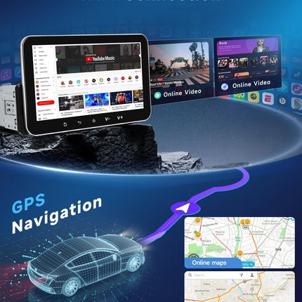 2G+32G juhtmevaba Carplay Android 13 autoraadio 1 DIN koos Android Auto Navi GPS WiFi 7-tolline puutetundliku ekraaniga autoraadio peegliühendusega Bluetooth FM-raadio USB/EQ/DAB/OBD/DVR Roolil juhtimine tahavaatekaamera
