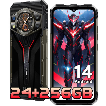 CUBOT Kingkong AX (2024) õuemobiiltelefon Android 14 - lepinguta õuenutitelefon, 24GB+256GB/1TB ehitusplatsi telefon, 100MP nutitelefon, 6,58'' FHD+120Hz, 1,32" tagumine ekraan, 5100mAh(33W)/IP68/NFC/GPS