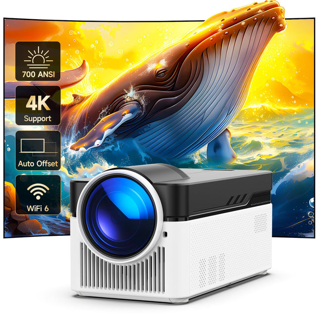HY450 Androidi nutiprojektor 1080P 4K projektor automaatse nihkega projektor WiFi6-ga, elektriline teravustamine 700ANSI ülilühikese viskega projektor, 2+32 GB mälu, automaatne videoprojektor kaasaskantavaks välistingimustes kasutamiseks