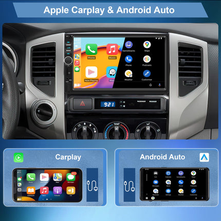 Apple Carplay Car Radio 2 Din with Android Auto Bluetooth Handsfree 7 Inch Touchscreen Car Radio with Mirror Link FM/USB/AUX/EQ/TF Steering Wheel Control + Rear View Camera Microphone Remote Control