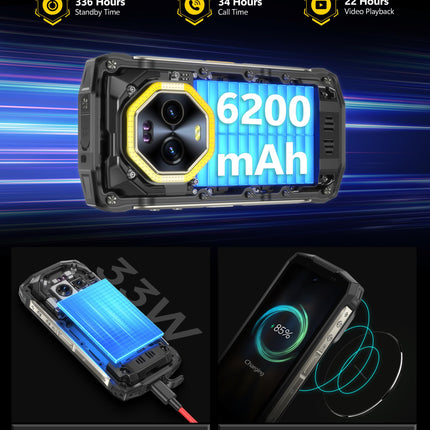 Ulefone Armor Mini 20 Pro õuemobiiltelefon, Android 14 5G mininutitelefon 16 GB + 256 GB / SD-2 TB mäluga, 4,7" HD+ 90Hz IP68/69K veekindel mobiiltelefon 6200mAh / 33W kiirlaadimine, 64MP öine nägemine, kahe SIM-kaardiga GPS / NFC