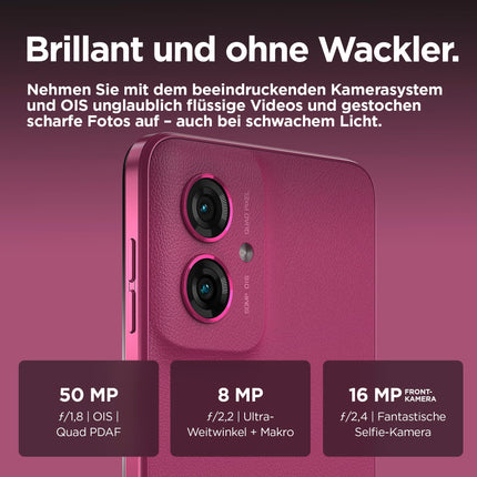 Motorola Moto g55 5G nutitelefon (6,49-tolline FHD+ ekraan, 50 MP kaamera, 8/256 GB, 5000 mAh, Android 14) Twilight Purple (vegan sünteetiline nahk), koos kaitseümbrisega [Ainult Amazonis]
