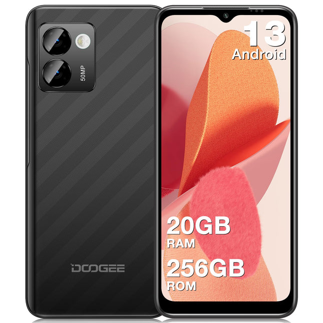 DOOGEE N50 Pro lukustamata nutitelefon [2024. aasta väljalase], 20 GB RAM 256 GB ROM (1 TB TF-kaart), Android 13 nutitelefon, 6,52" HD+ lukustamata telefon, kaheksatuumaline, 50MP+8MP, 4G kahe SIM-kaardi/näotuvastuse/sõrmejäljelugejaga, 4200mAh aku