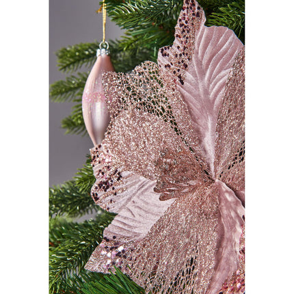WeRChristmas Artificial Poinsettia Christmas Tree Flower Decoration Pink 30 cm