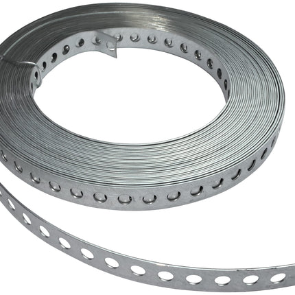 AERZETIX - C49714 - Mounting tape - 12mm - Straight hole - made of galvanized steel - 10 meters - Ø5mm - flexible tape fastening support