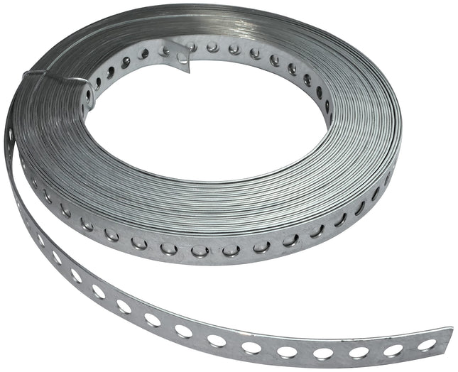 AERZETIX - C49714 - Mounting tape - 12mm - Straight hole - made of galvanized steel - 10 meters - Ø5mm - flexible tape fastening support