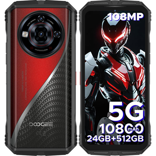 DOOGEE S118 PRO Outdoor Handy 5G, Dimensity 7050, 24GB +512GB,10800mAh/33W, 108MP+20MP Nachtsicht Outdoor Smartphone Ohne Vertrag android 14, 6.6”FHD+ 120Hz, Baustellenhandy,5G Dual SIM/WiFi 6/NFC/OTG