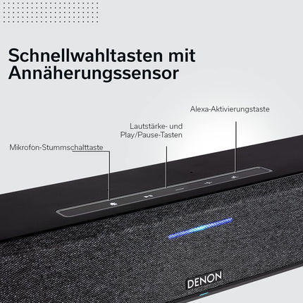 Denon Home Sound Bar 550 kompaktne kodukino soundbar koos Dolby Atmose, DTS:X, sisseehitatud Alexa, WiFi, Bluetoothi, AirPlay 2, sisseehitatud HEOSi, HDMI eARC, 4K Ultra-HD, Dolby Visioni, HDR10-ga, must