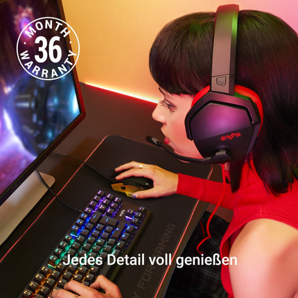 Energy Sistem ES Gaming Headset ESG 4 Surround 7.1 Mesh (LED Lights, 7.1 Surround Sound, Leather Gyro Cushion), Red