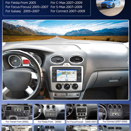 [4+64G] SIXWIN Android 13 autoraadio Ford C-Max/Galaxy/Connect/Fiesta/S-Max mudelitele koos Carplay/Android Auto/Mirrorlinkiga, 7-tolline mahtuvuslik puuteekraan WiFi, GPS, FM, Bluetooth