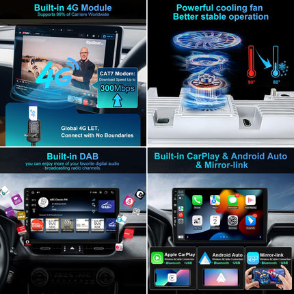 YUNTX 9-tolline Android 14 autoraadio navigatsiooniga Ford Kuga Escape C-max 2013-2017 | Octa Core | 6 GB 128 GB | Sisseehitatud 4G LTE | CarPlay ja Android Auto | DSP | DAB+ | HDMI | Kahesageduslik WiFi | Bluetooth 5.0