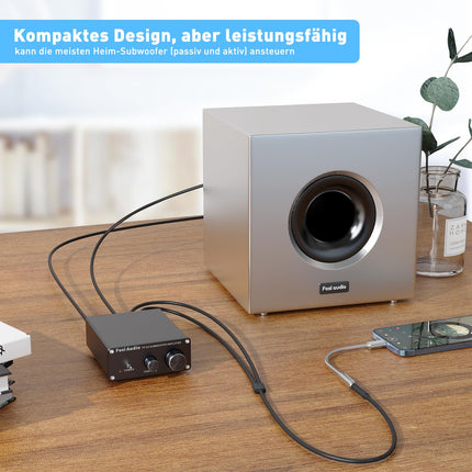 Fosi Audio TP-02 subwooferi võimendi koduheli, minibassi võimendi mono subwooferi võimendi 220W, TDA7498E kiibi helitugevuse ja sageduse juhtimisega, aktiivse passiivse subwooferi bassi raputaja jaoks