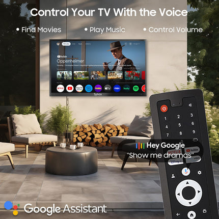 SYLVOX 43-tolline õueteler, nutikas QLED Google TV, IP55 veekindel teler, 4K UHD, Dolby Atmos, toetab Google Assistantit, häälassistent, 1000 nitti osalise päikesevalgusega õueteler (2024. aasta mudel)