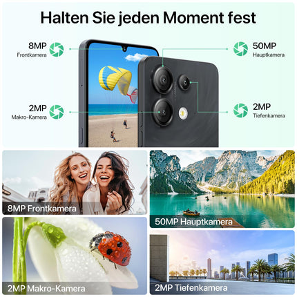 UMIDIGI G9 5G mobiiltelefon, Android 14 nutitelefon ilma lepinguta, 90Hz kaheksatuumaline, 12GB + 128GB nutitelefon, 6,75" HD+ ekraan, 50MP, näo- ja sõrmejäljetuvastusega avamine, 5000mAh, GPS, kahe SIM-kaardiga 5G nutitelefon