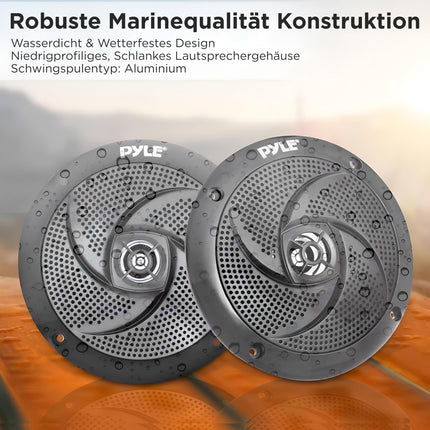 Pyle Waterproof Speakers, Marine Speakers, Outdoor Speakers, 180 Watts In-Wall Speakers, for Bathroom, Spa Room, Boat, UTV, ATV, RV Car &amp; Golf Cart, Pair - Flat Speakers, 13cm