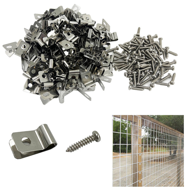 DUGYIRS Fence Wire Clamps, 100 Pieces 304 Stainless Steel Cable Clamps Wire Fence Clips for 12-16 Gauge Wire on Wood, Agricultural Fences