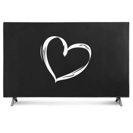 kwmobile 49-50" TV Cover - Indoor TV Screen Protector Cover - TV Screen Dust Cover - Heart Brush White Black