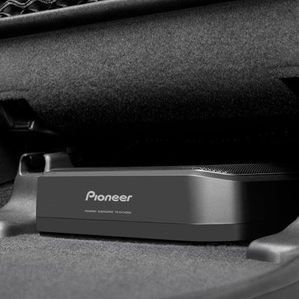 Pioneer TS-WX140DA aktiivsubwoofer, võimas korpuses subwoofer maksimaalse võimsusega 170 W, 20 x 13 cm subwoofer MDF-korpuses, IMPP membraan, must, juhtmega pult (5 m kaabel)
