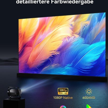 [Netflixi ametlik ja 1080P FHD] Polochshi projektor, 4K toega, 600 ANSI luumeniga, nutikas projektor automaatse trapetsikorrektsiooniga, elektriline fookus, WiFi 6, Bluetooth-projektor, kodukino, õues kasutatav miniprojektor