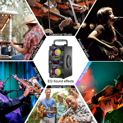 Bluetooth Speaker, 40 W (60 W Peak) Portable Bluetooth Speakers with Lighting Wireless Stereo Speakers with Rich Bass and Dual Subwoofer
