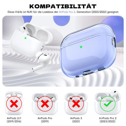 MHYALUDO ühildub Airpods Pro 2/1 põlvkonna ümbrisega, ühildub Airpods Pro 2. põlvkonna USB C laadimispordiga, läbipaistev pehme ümbris paelpuhastuspliiatsiga, lilla