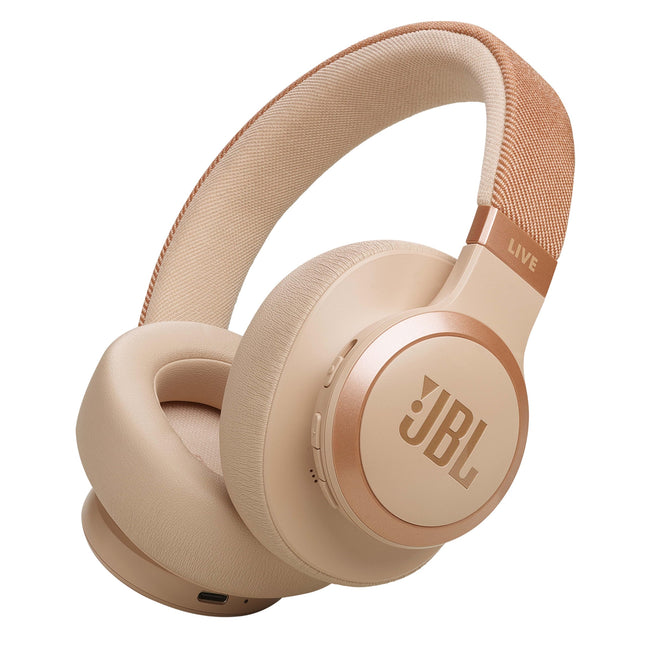 JBL Live 770 NC – Bluetooth-kõrvaklapid adaptiivse mürasummutusega – Juhtmevabad kõrvaklapid JBL Signature Sound ja häälassistendiga – Pikaajaline muusikanauding kuni 65 tundi – Sandstone'i värvi