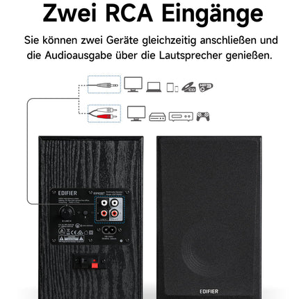 Edifier R990BT Bluetooth 5.4 riiulikõlar, 2.0 aktiivne multimeediakõlar, 24W väljundvõimsus, RCA/AUX/Bluetooth sisendid, MDF-korpus