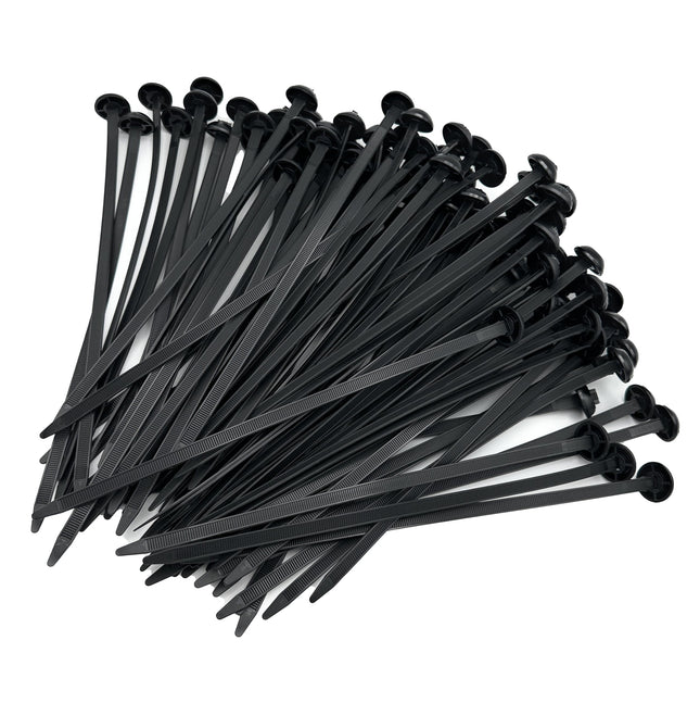 Boltza® Heavy-Duty Black Chassis Cable Ties 7.5 mm x 280 mm, 100 Pack, UV-Resistant Nylon 66 with 50 kg Tensile Strength for Automotive and Industrial Use