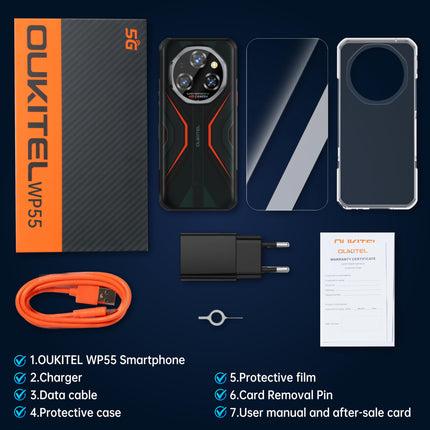 OUKITEL WP55 Android 15, lepinguta õuetelefon - 11000mAh õuenutitelefon 5G 36GB+256GB/2TB veekindel mobiiltelefon, 6,6" FHD+ ehitusplatsi telefon, 108MP+32MP kaamera, kahekordne 5G SIM/IP68/NFC/Face ID must
