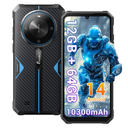 FOSSiBOT F105 Android 14 Mobile Phone, 10300mAh Battery Outdoor Mobile Phone Without Contract, 12(4+8) GB + 64GB/128GB, 6,745 Inch Display Outdoor Mobile Phone Without Contract, 20MP + 8MP, 4G Dual SIM GPS/OTG/IP68