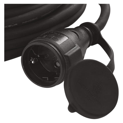 EMOS - IP44 extension cable 25m - 1 Schuko socket - waterproof, impact-resistant, temperature- and oil-resistant - 230 V, 16 A, 3680 W - rubber insulation - H07RN-F3G 2.5 mm² - for outdoor use - black