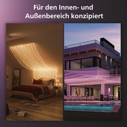 Philips Hue Festavia ketivalgustid, valge ja värviline meeleolu, hämardatavad, 250 mini-LED-i, 20 m pikkused, veekindlad, ühilduvad Amazon Alexaga (Echo ja Echo Dot)