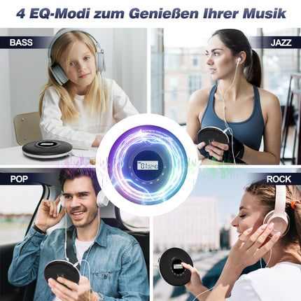 Greadio Portable CD Player Discman CD Player Anti-Skip Protection 4 EQ Sounds CD Player, TF Card/AUX Output Small Music Player, Compatible with CD-R, CD-RW and MP3 for Car Home