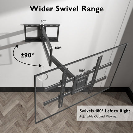 BONTEC teleri seinakinnitus 1040 mm ekstra pika liigendvarrega 32–75-tollistele LCD/LED/OLED lameekraanidele kuni 60 kg kaaluga, kallutatav, pööratav ja pööratav, telerikinnitus, max VESA 600 x 400 mm