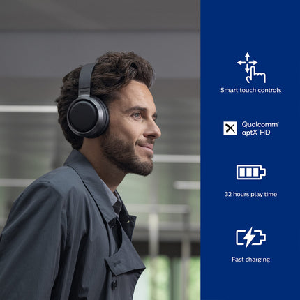 Philips L3/00 Audio Fidelio juhtmevabad aktiivse mürasummutusega Bluetooth-kõrvaklapid, täiskasvanutele mõeldud kõrvaklapid kahe mikrofoniga, 38 tundi mänguaega, mustad, üks suurus