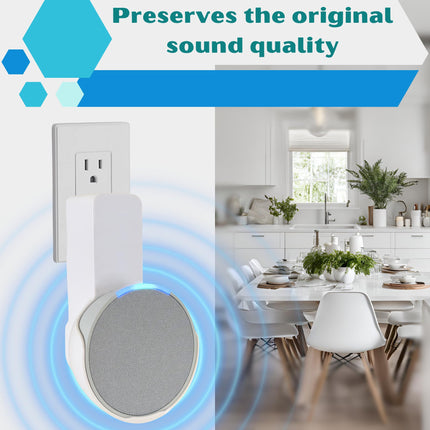 Sintron Speaker Wall Mount for Echo Pop, Space-Saving Mount, No Drilling Required, Integrated Cable Management, for Living Room &amp; Bedroom, Kitchen, Bathroom, Compatible with Google Nest (White)