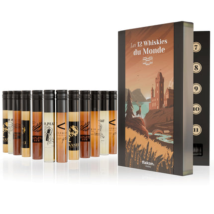Wine tasting set, 12 wines (100 ml each), including tasting book (12 Wiskies World calendar)