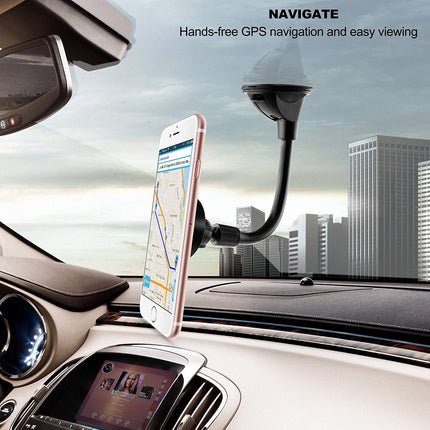 ipow Car Phone Holder Magnet, Car Phone Holder with Suction Cup, Magnetic Phone Holder for Car Dashboard Windshield with 4 Metal Plates, Protective Film, Compatible with iPhone, Samsung, Sony